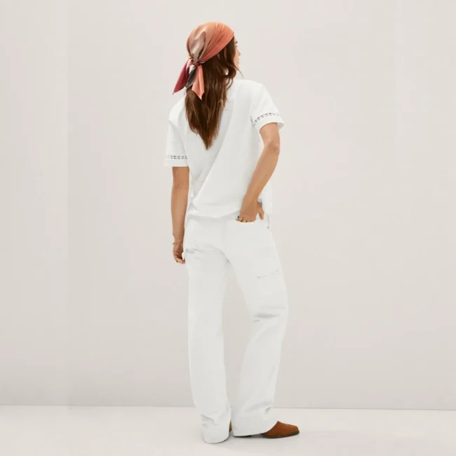 Embroidered White Cotton T-Shirt - 图片 4