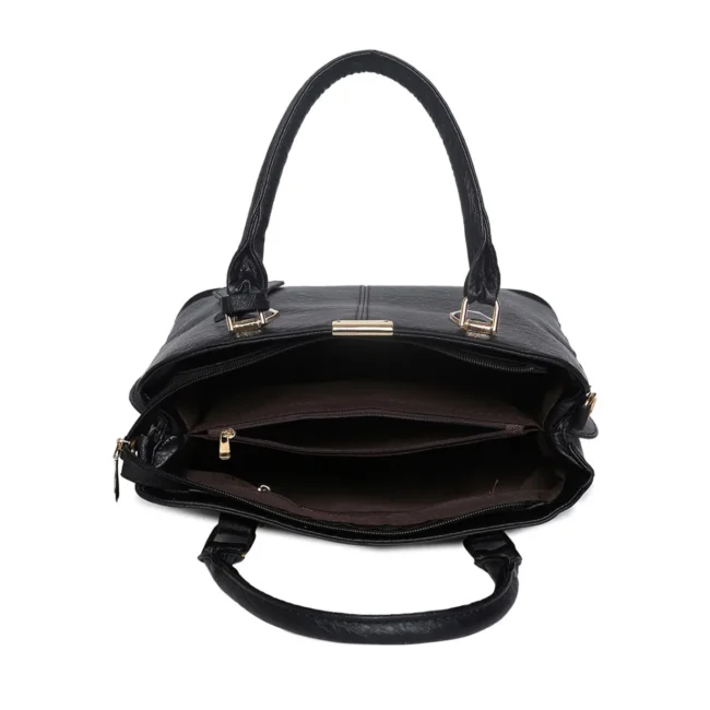 Women's Leather Handbag (Black) - 图片 5